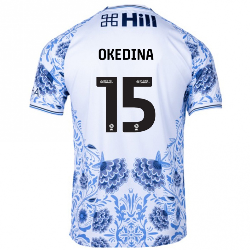 Hombre Fútbol Camiseta Jubril Okedina #15 Blanco Azul 2ª Equipación 2024/25 Perú