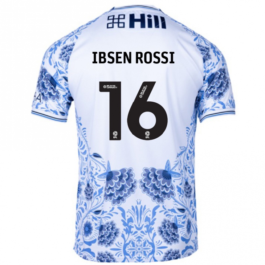 Hombre Fútbol Camiseta Zeno Ibsen Rossi #16 Blanco Azul 2ª Equipación 2024/25 Perú