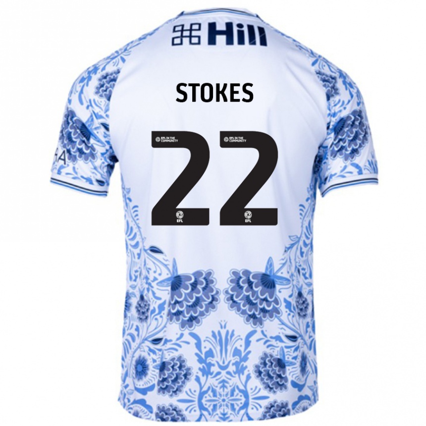 Hombre Fútbol Camiseta Josh Stokes #22 Blanco Azul 2ª Equipación 2024/25 Perú