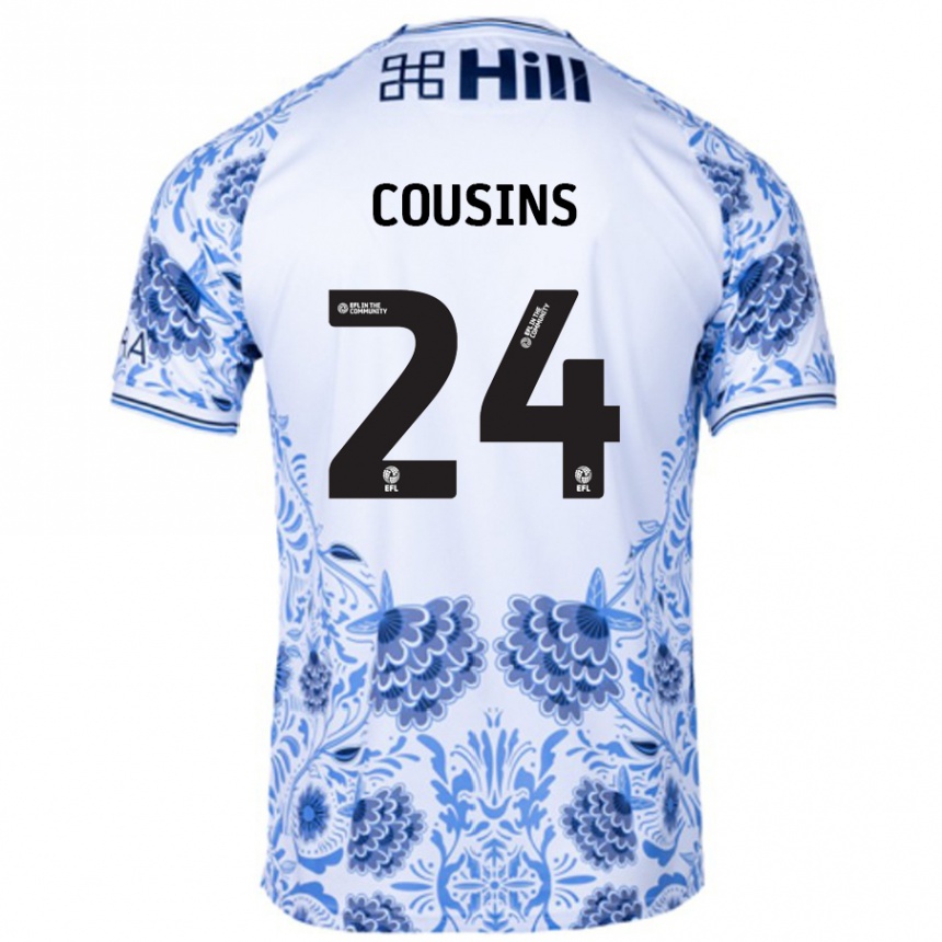 Hombre Fútbol Camiseta Jordan Cousins #24 Blanco Azul 2ª Equipación 2024/25 Perú