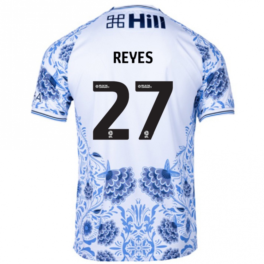 Hombre Fútbol Camiseta Vicente Reyes #27 Blanco Azul 2ª Equipación 2024/25 Perú