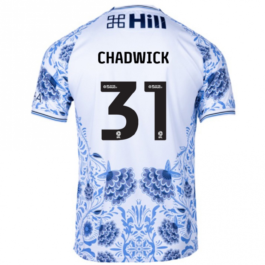 Hombre Fútbol Camiseta Louis Chadwick #31 Blanco Azul 2ª Equipación 2024/25 Perú