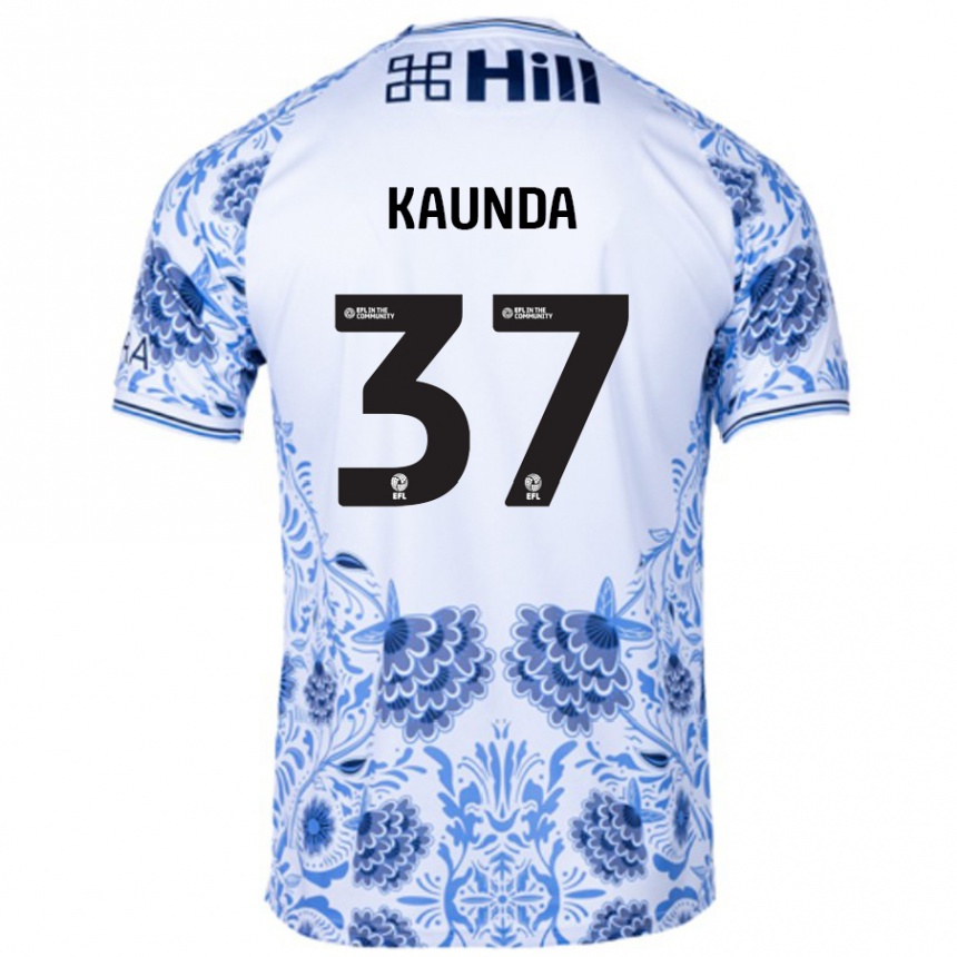 Hombre Fútbol Camiseta Amaru Kaunda #37 Blanco Azul 2ª Equipación 2024/25 Perú