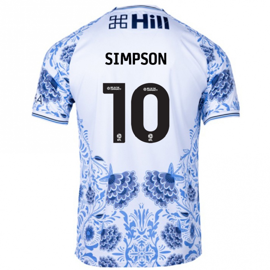 Hombre Fútbol Camiseta Harley-Jean Simpson #10 Blanco Azul 2ª Equipación 2024/25 Perú