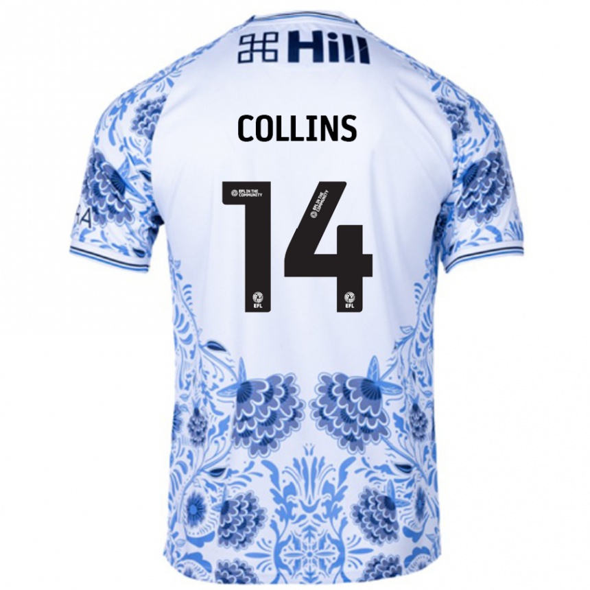 Hombre Fútbol Camiseta Natasha Collins #14 Blanco Azul 2ª Equipación 2024/25 Perú