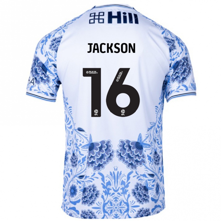 Hombre Fútbol Camiseta Abbie Jackson #16 Blanco Azul 2ª Equipación 2024/25 Perú