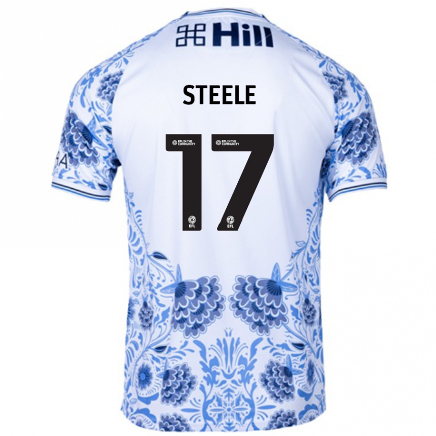 Hombre Fútbol Camiseta Fran Steele #17 Blanco Azul 2ª Equipación 2024/25 Perú