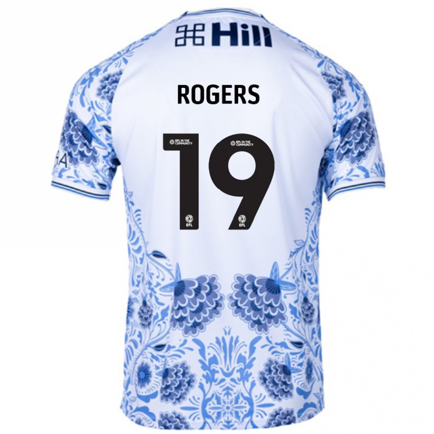 Hombre Fútbol Camiseta Beatrice Rogers #19 Blanco Azul 2ª Equipación 2024/25 Perú