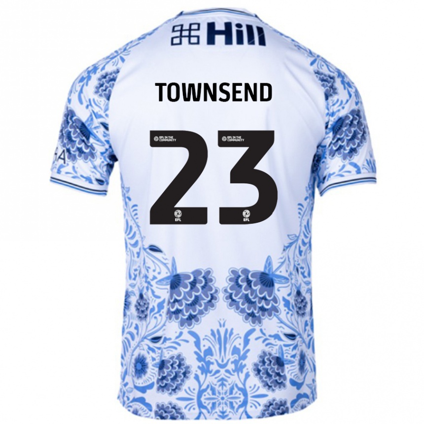 Hombre Fútbol Camiseta Eleanor Townsend #23 Blanco Azul 2ª Equipación 2024/25 Perú