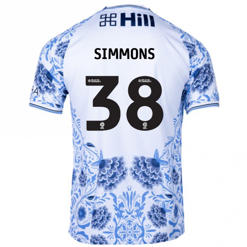 Hombre Fútbol Camiseta Bella Simmons #38 Blanco Azul 2ª Equipación 2024/25 Perú