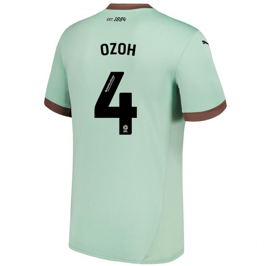 Hombre Fútbol Camiseta David Ozoh #4 Verde Pálido 2ª Equipación 2024/25 Perú