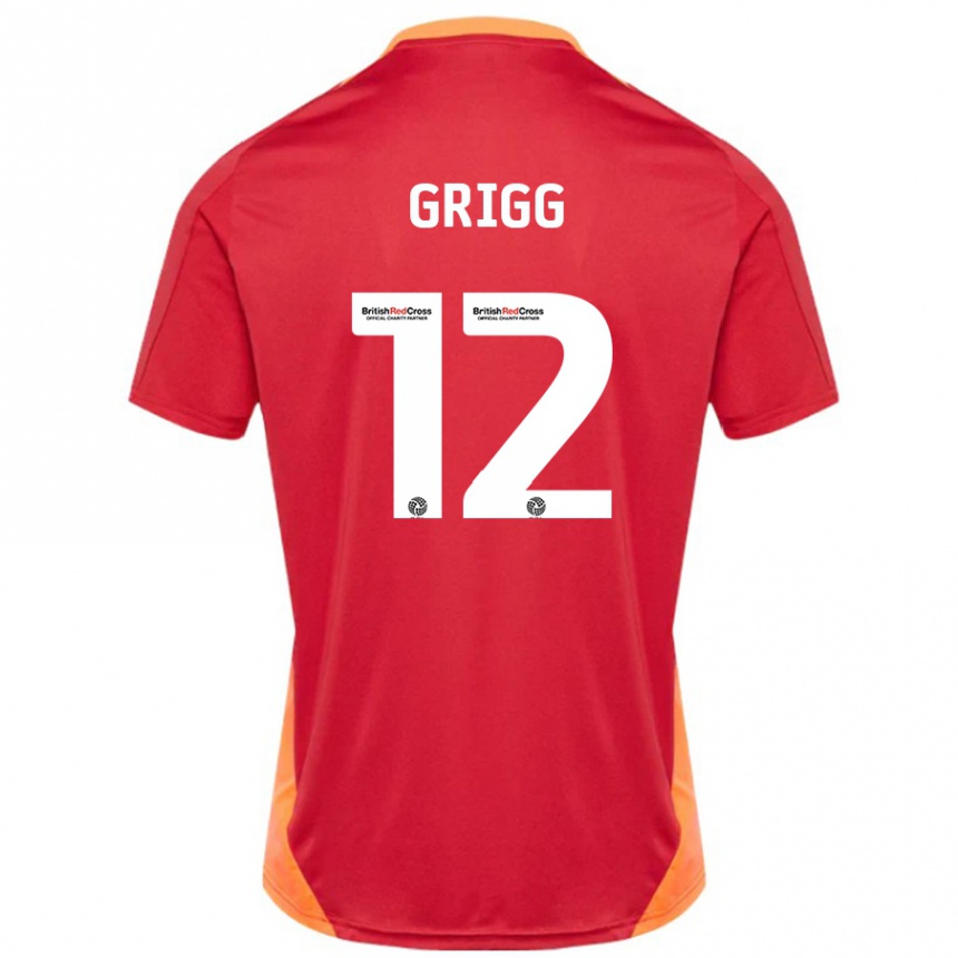 Hombre Fútbol Camiseta Katie Grigg #12 Azul Blanquecino 2ª Equipación 2024/25 Perú