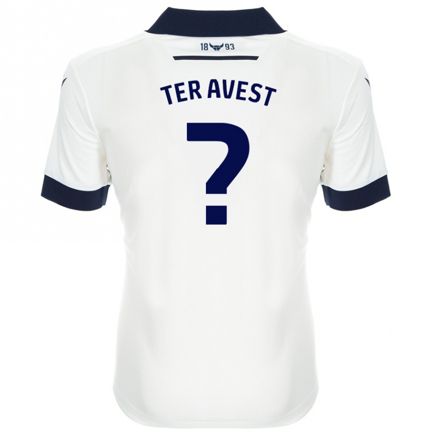 Hombre Fútbol Camiseta Hidde Ter Avest #0 Blanco Azul Marino 2ª Equipación 2024/25 Perú