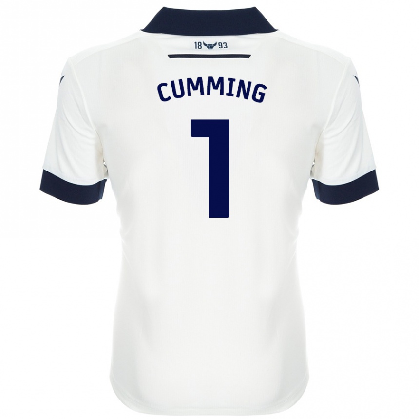 Hombre Fútbol Camiseta Jamie Cumming #1 Blanco Azul Marino 2ª Equipación 2024/25 Perú