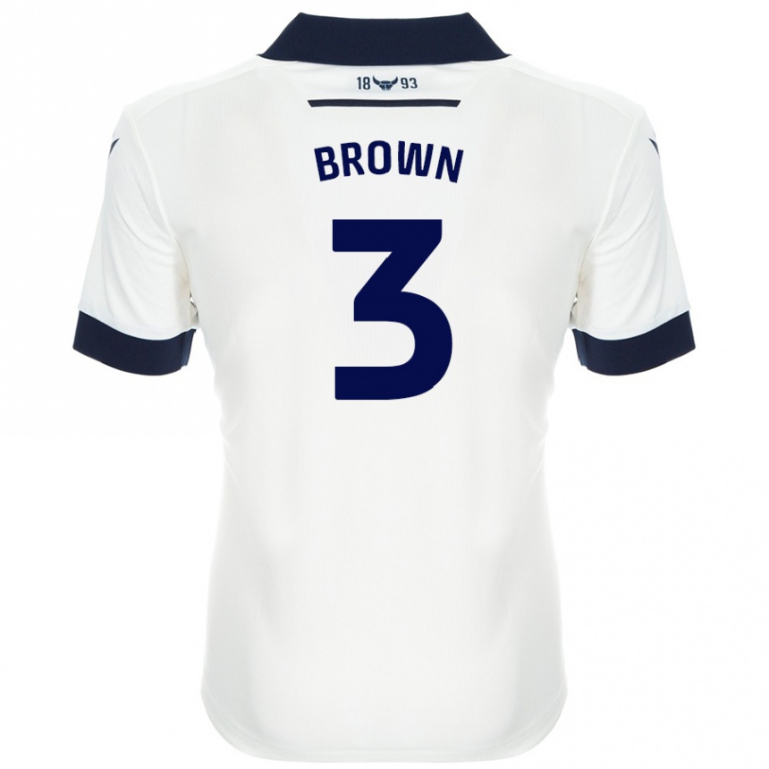 Hombre Fútbol Camiseta Ciaron Brown #3 Blanco Azul Marino 2ª Equipación 2024/25 Perú