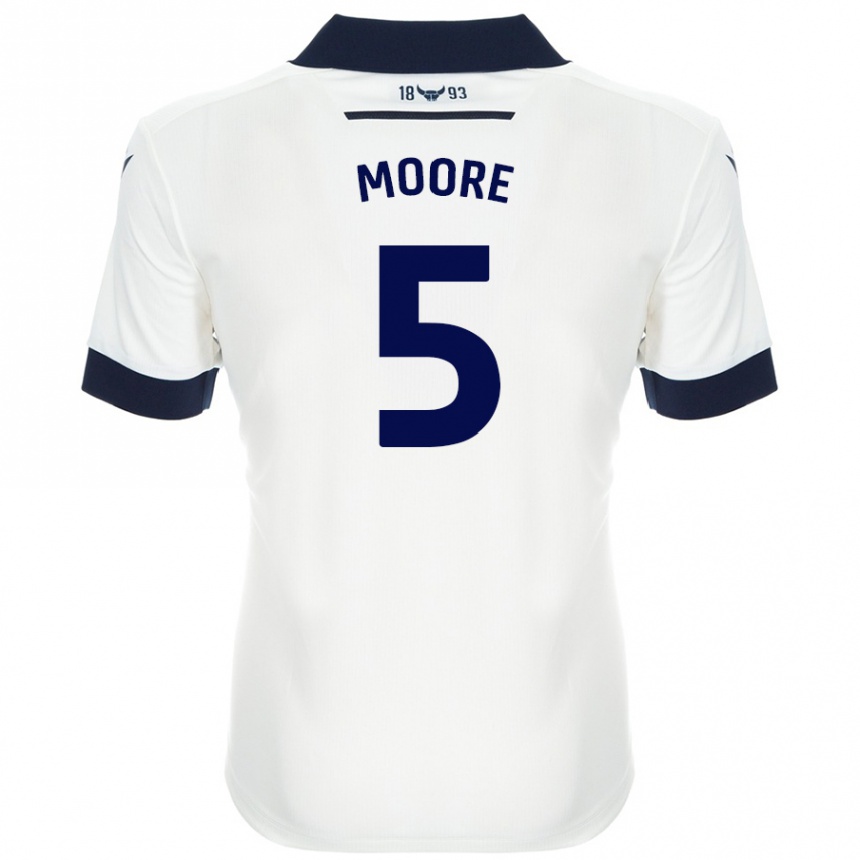 Hombre Fútbol Camiseta Elliott Moore #5 Blanco Azul Marino 2ª Equipación 2024/25 Perú