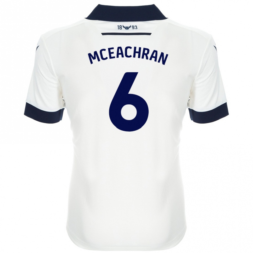 Hombre Fútbol Camiseta Josh Mceachran #6 Blanco Azul Marino 2ª Equipación 2024/25 Perú