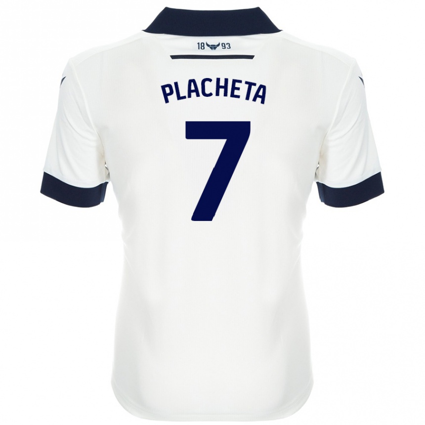 Hombre Fútbol Camiseta Przemyslaw Placheta #7 Blanco Azul Marino 2ª Equipación 2024/25 Perú