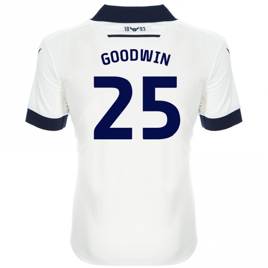 Hombre Fútbol Camiseta Will Goodwin #25 Blanco Azul Marino 2ª Equipación 2024/25 Perú