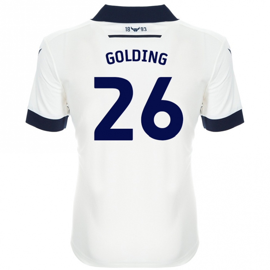 Hombre Fútbol Camiseta James Golding #26 Blanco Azul Marino 2ª Equipación 2024/25 Perú