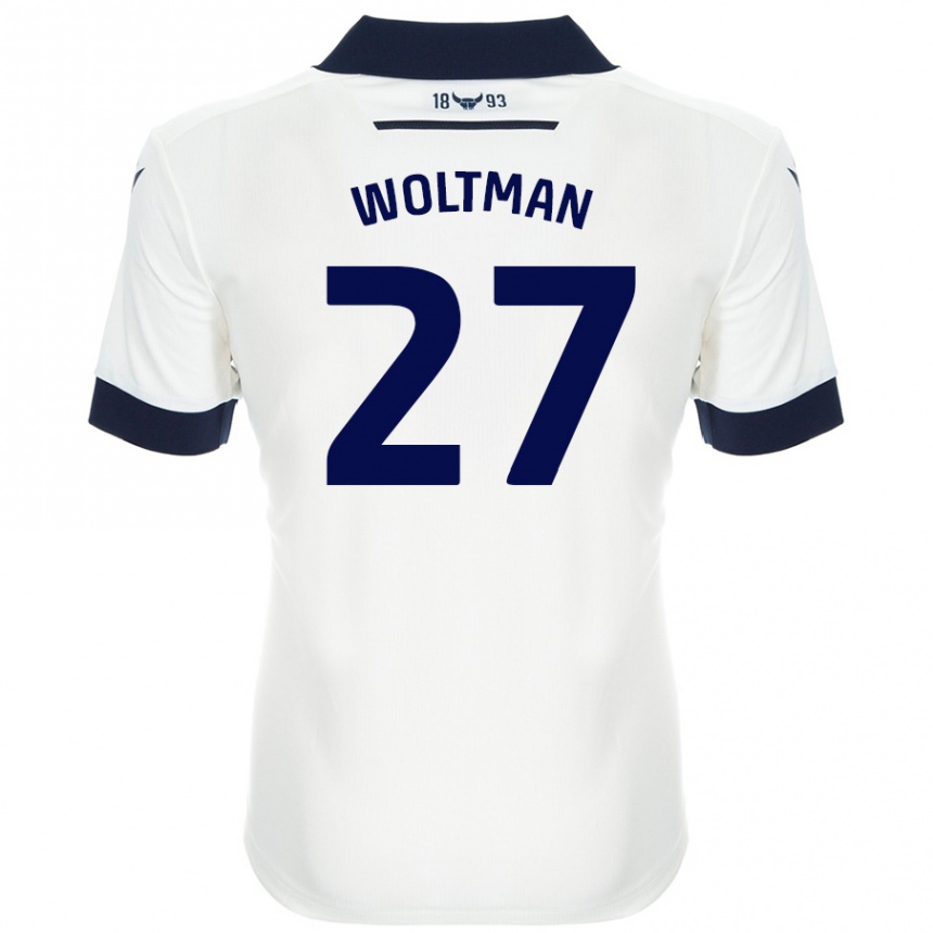 Hombre Fútbol Camiseta Max Woltman #27 Blanco Azul Marino 2ª Equipación 2024/25 Perú