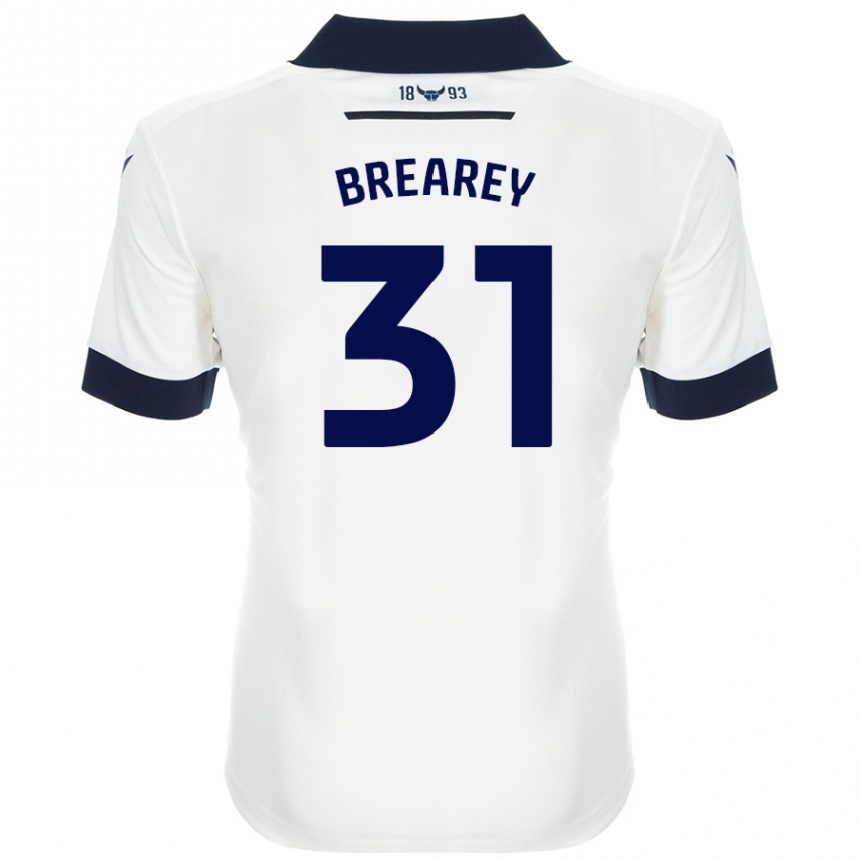 Hombre Fútbol Camiseta Eddie Brearey #31 Blanco Azul Marino 2ª Equipación 2024/25 Perú