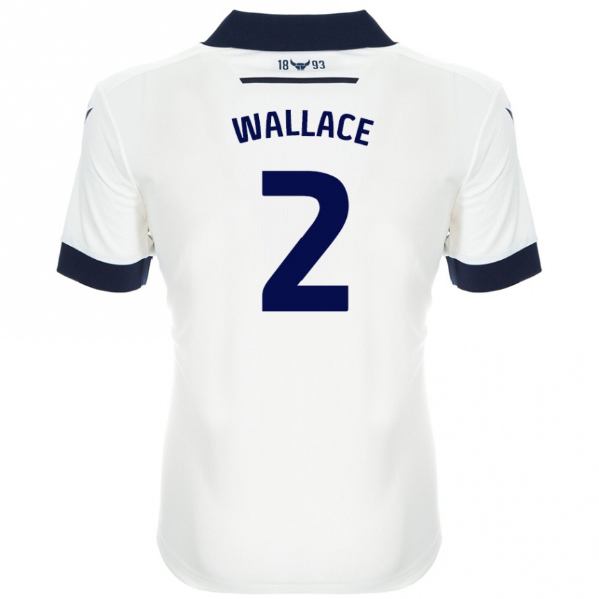 Hombre Fútbol Camiseta Emily Wallace #2 Blanco Azul Marino 2ª Equipación 2024/25 Perú