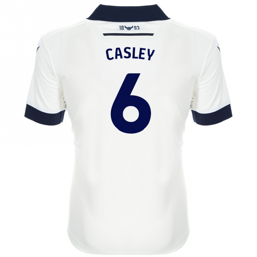 Hombre Fútbol Camiseta Riva Casley #6 Blanco Azul Marino 2ª Equipación 2024/25 Perú