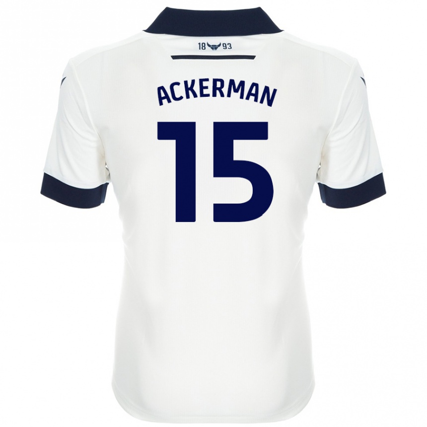 Hombre Fútbol Camiseta Daisy Ackerman #15 Blanco Azul Marino 2ª Equipación 2024/25 Perú