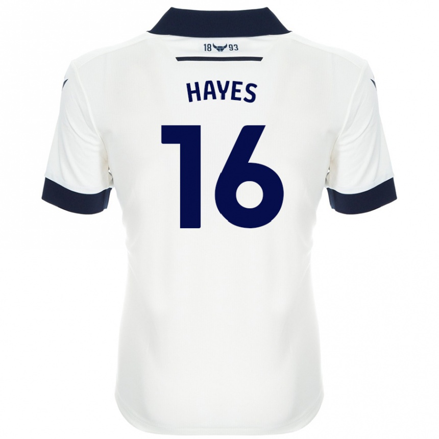 Hombre Fútbol Camiseta Georgia Hayes #16 Blanco Azul Marino 2ª Equipación 2024/25 Perú