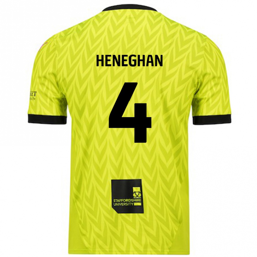 Hombre Fútbol Camiseta Ben Heneghan #4 Verde Fluorescente 2ª Equipación 2024/25 Perú