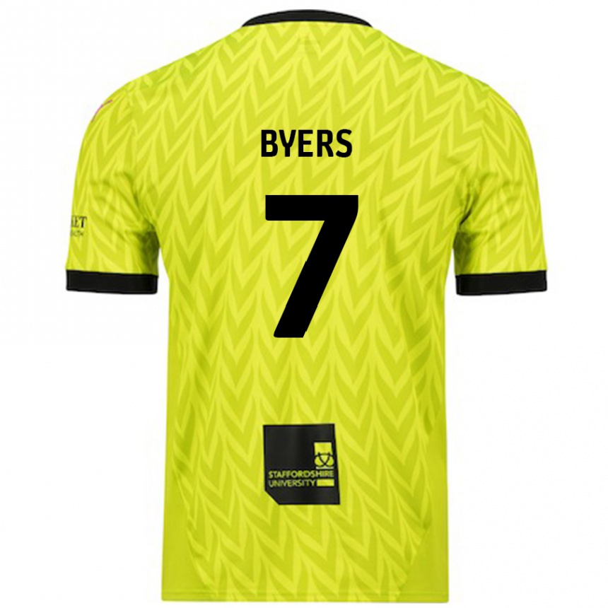 Hombre Fútbol Camiseta George Byers #7 Verde Fluorescente 2ª Equipación 2024/25 Perú