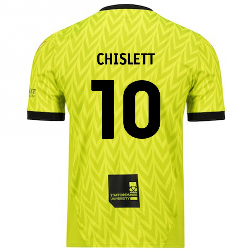 Hombre Fútbol Camiseta Ethan Chislett #10 Verde Fluorescente 2ª Equipación 2024/25 Perú