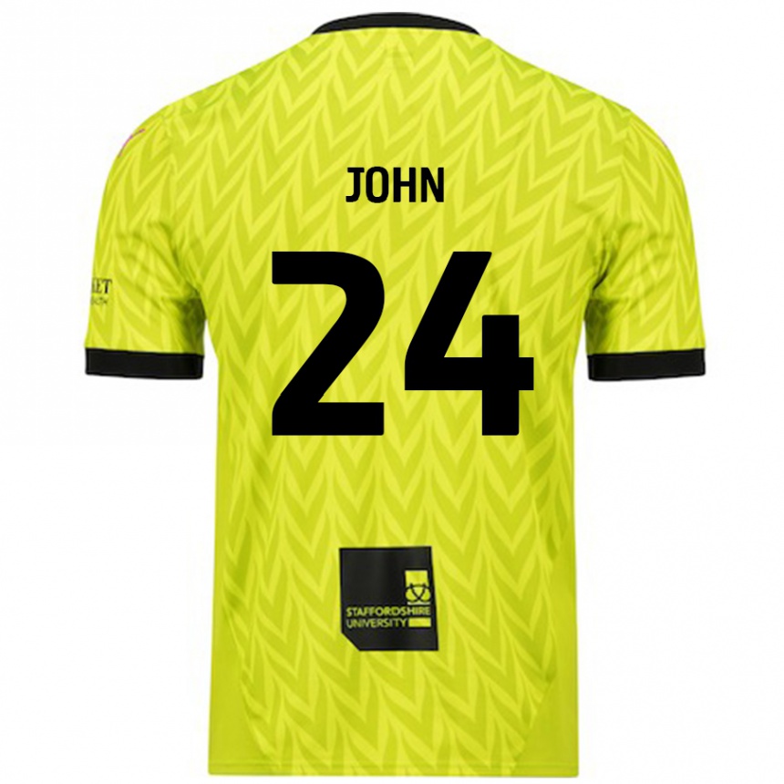 Hombre Fútbol Camiseta Kyle John #24 Verde Fluorescente 2ª Equipación 2024/25 Perú