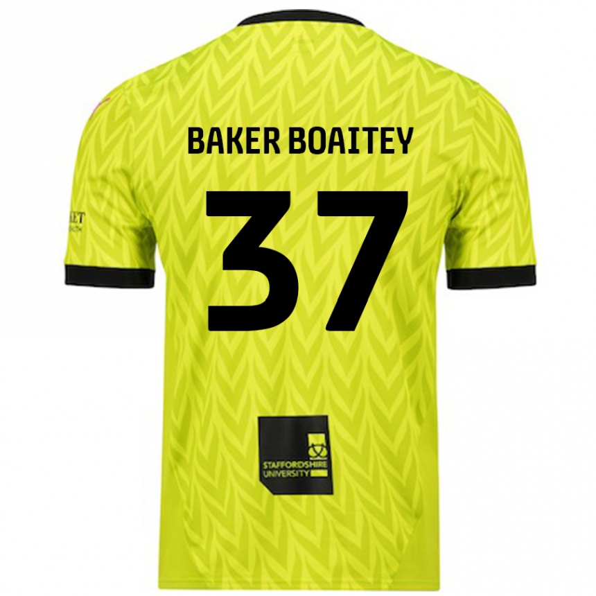 Hombre Fútbol Camiseta Benicio Baker-Boaitey #37 Verde Fluorescente 2ª Equipación 2024/25 Perú