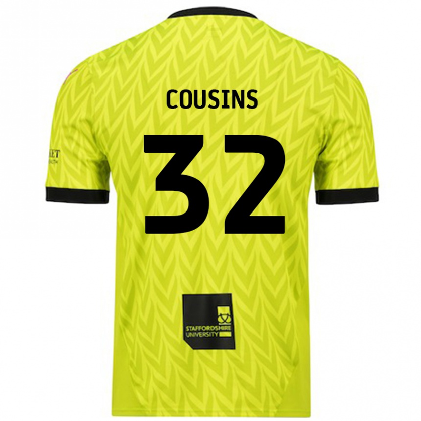 Hombre Fútbol Camiseta Logan Cousins #32 Verde Fluorescente 2ª Equipación 2024/25 Perú