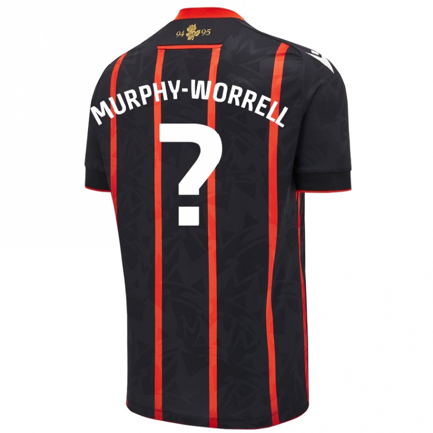 Hombre Fútbol Camiseta Paul Murphy-Worrell #0 Negro Rojo 2ª Equipación 2024/25 Perú