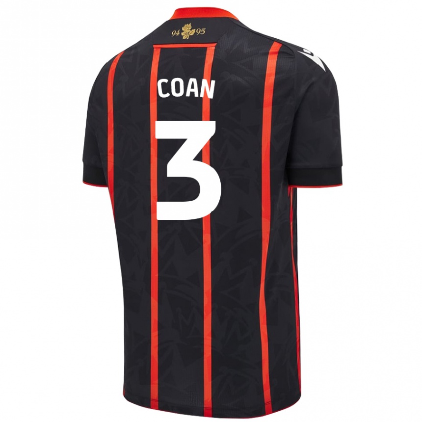 Hombre Fútbol Camiseta Hannah Coan #3 Negro Rojo 2ª Equipación 2024/25 Perú