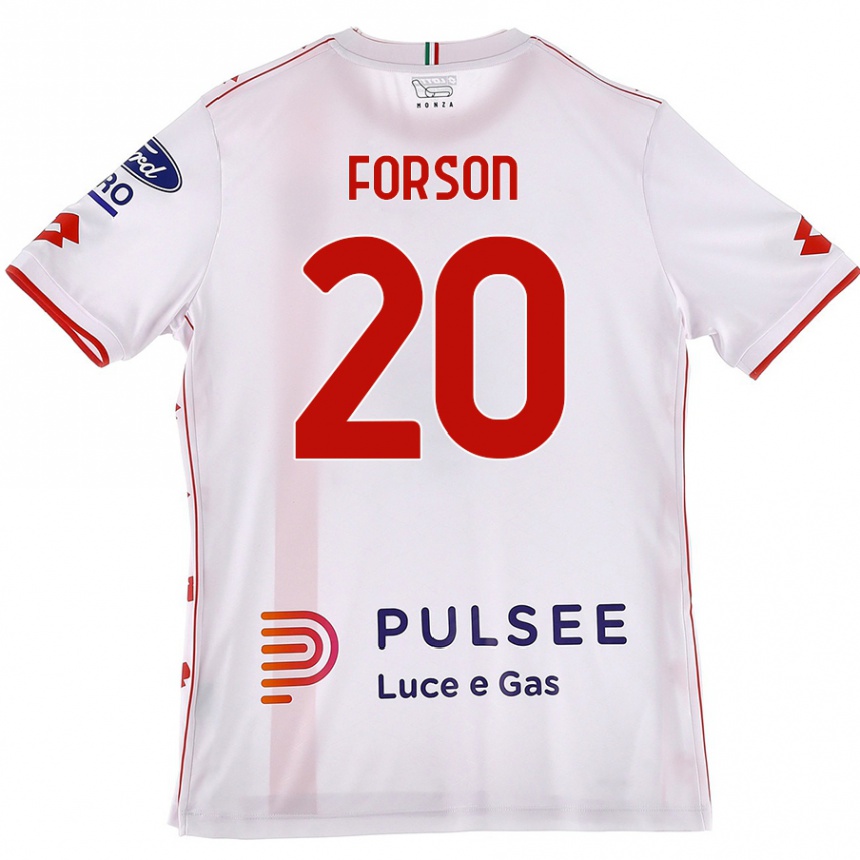 Hombre Fútbol Camiseta Omari Forson #20 Blanco Rojo 2ª Equipación 2024/25 Perú