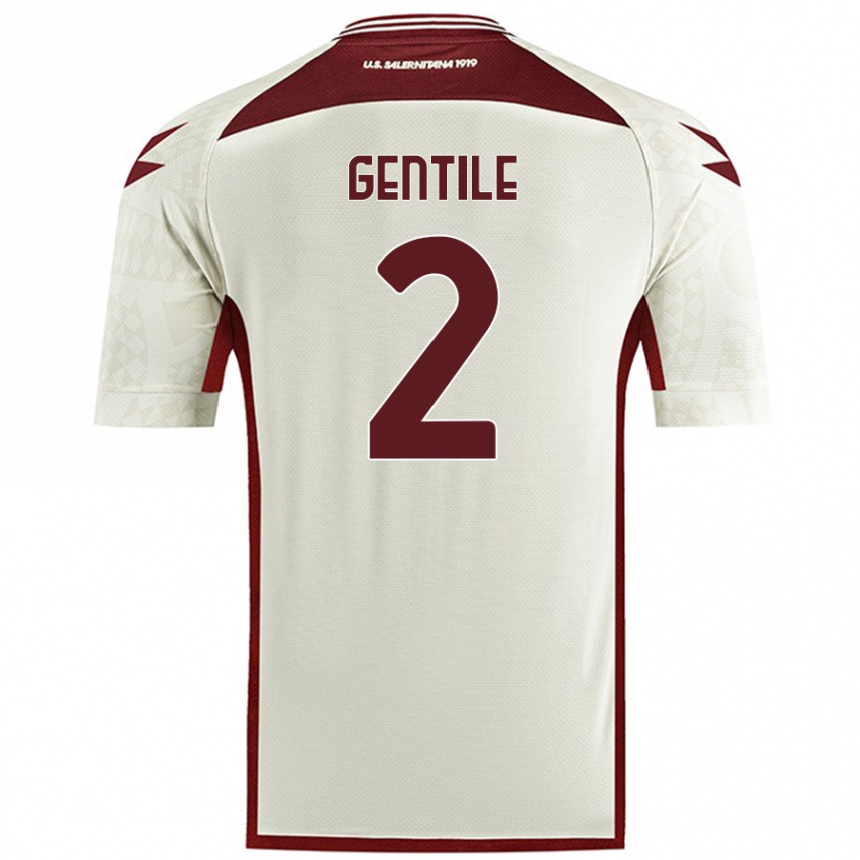 Hombre Fútbol Camiseta Davide Gentile #2 Color Crema 2ª Equipación 2024/25 Perú