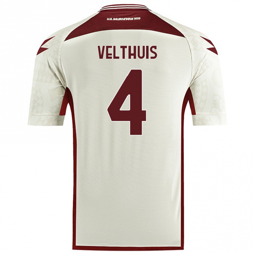 Hombre Fútbol Camiseta Tijs Velthuis #4 Color Crema 2ª Equipación 2024/25 Perú