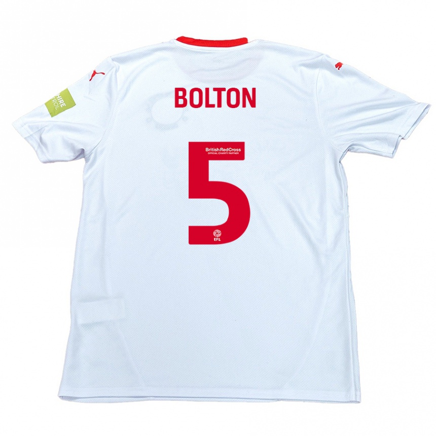 Mujer Fútbol Camiseta James Bolton #5 Blanco 2ª Equipación 2024/25 Perú