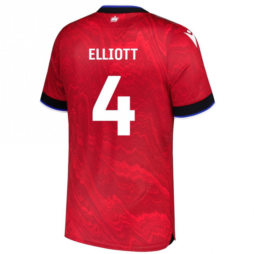 Mujer Fútbol Camiseta Ben Elliott #4 Rojo Negro 2ª Equipación 2024/25 Perú