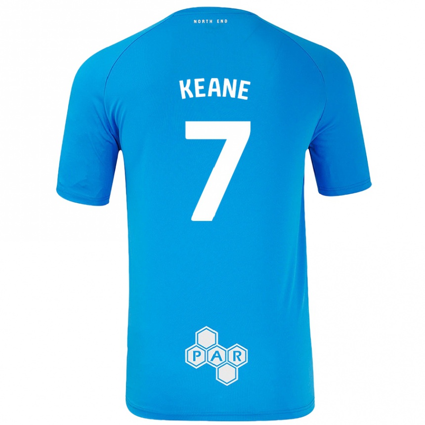 Mujer Fútbol Camiseta Will Keane #7 Azul Cielo 2ª Equipación 2024/25 Perú