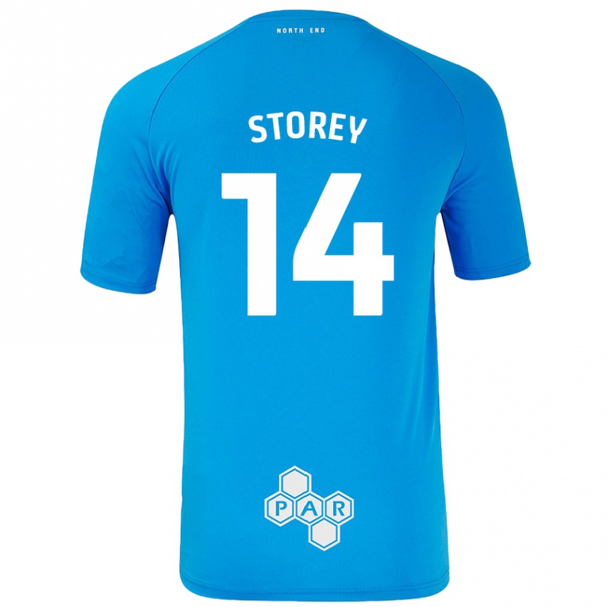 Mujer Fútbol Camiseta Jordan Storey #14 Azul Cielo 2ª Equipación 2024/25 Perú