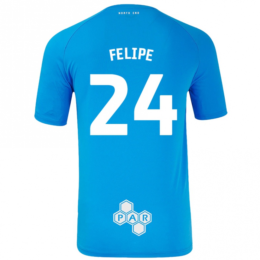 Mujer Fútbol Camiseta Felipe #24 Azul Cielo 2ª Equipación 2024/25 Perú