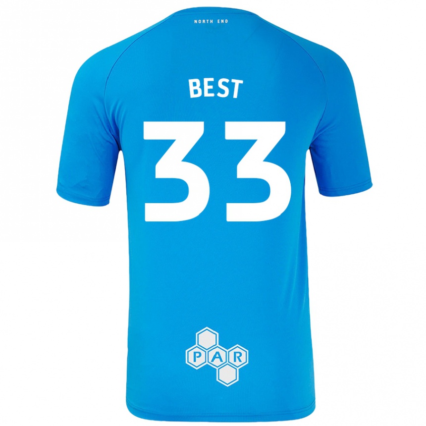 Mujer Fútbol Camiseta Kian Best #33 Azul Cielo 2ª Equipación 2024/25 Perú