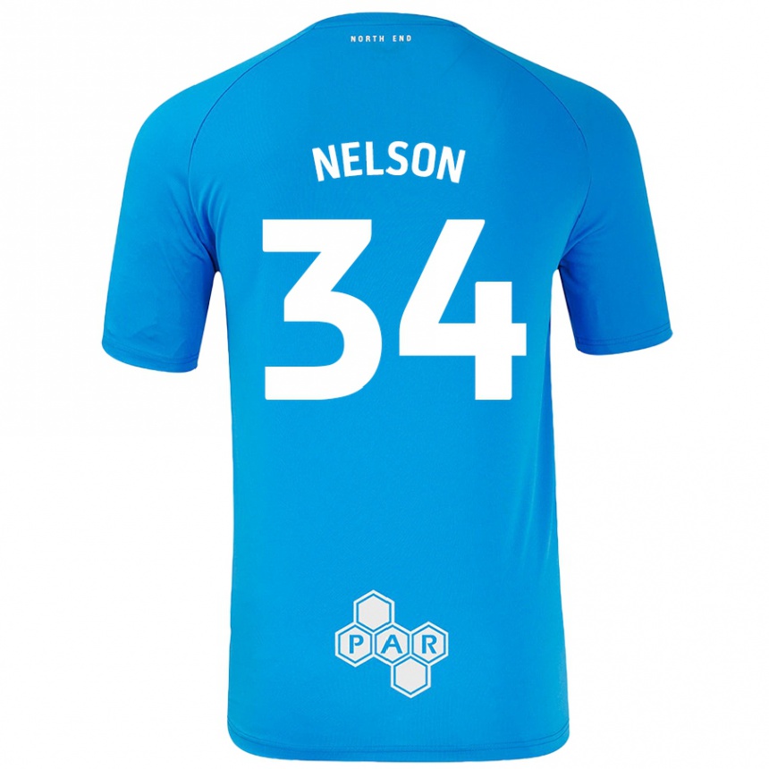 Mujer Fútbol Camiseta Kitt Nelson #34 Azul Cielo 2ª Equipación 2024/25 Perú