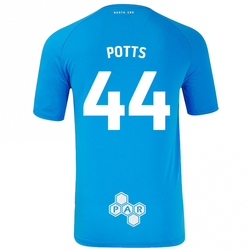 Mujer Fútbol Camiseta Brad Potts #44 Azul Cielo 2ª Equipación 2024/25 Perú